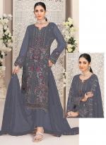 Faux Georgette Grey Festival Wear Embroidery Work Pakistani Suit